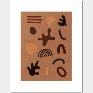 Abstract Organic Shapes - Brown Aesthetic Posters and Art